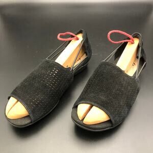 Earth Black Suede Open-Toed Loafer, Women's Size 8M/EUR 38.5